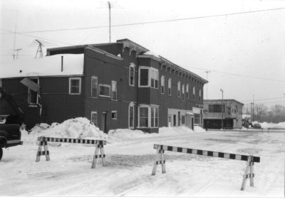 A brick building being torn down